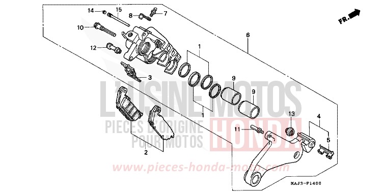 HINTERRAD-BREMSSATTEL (ST1100/ST1100AS) von Pan-European ABS PEARL ATLANTIS BLUE (B142D) von 1995